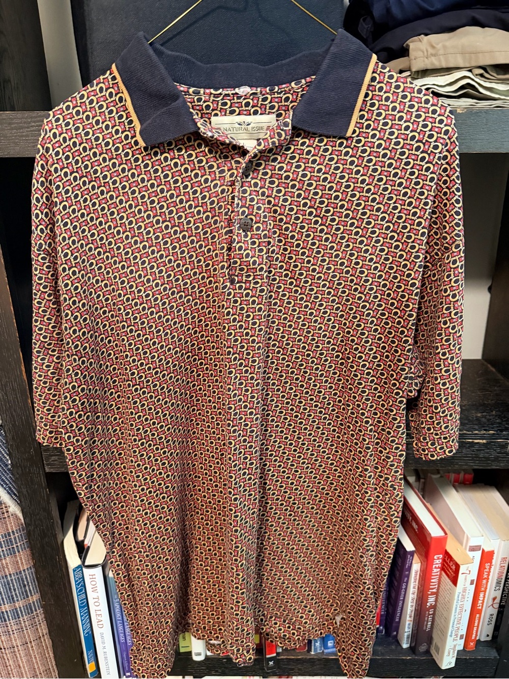 Vintage Natural Issue Polo Shirt – Men’s Large | 100% Cotton | Horsesh